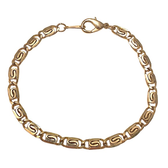 Vintage | Jewelry | Vintage Greek Key Chain Bracelet Gold | Poshmark